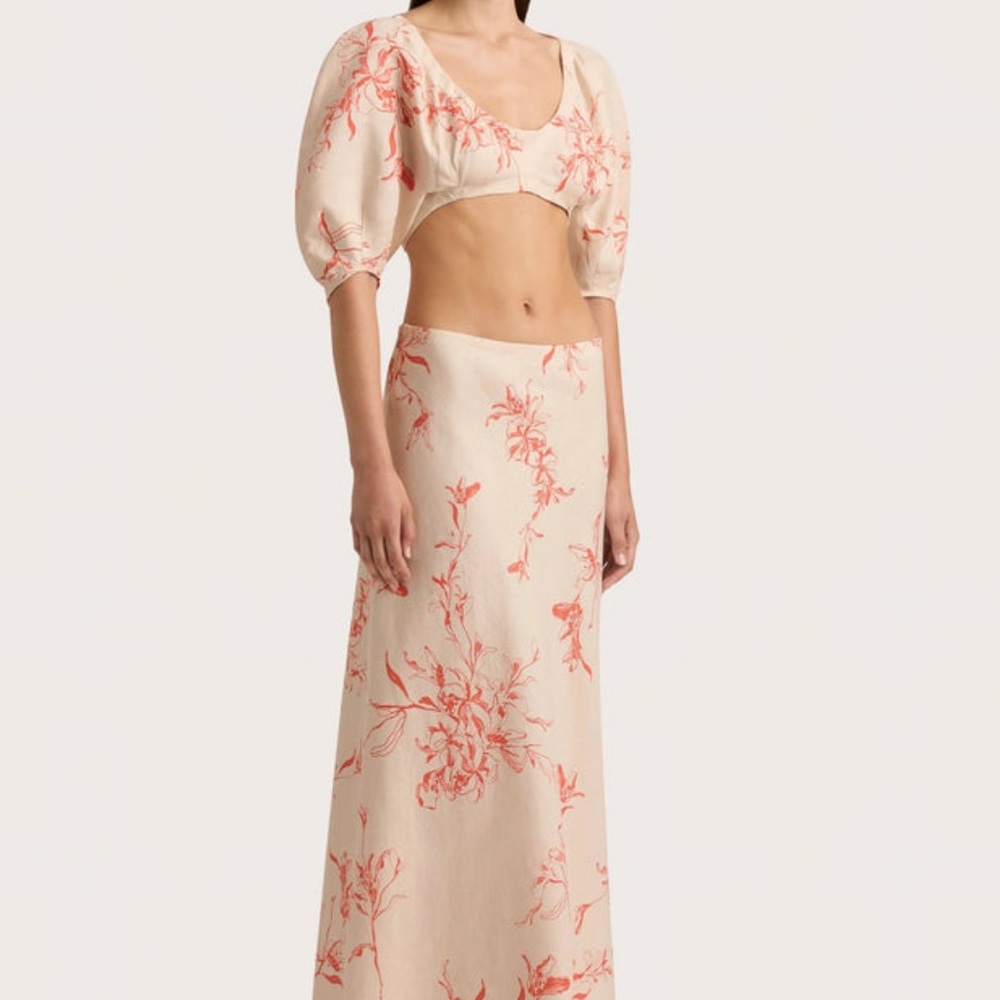 Faithfull the Brand Floral Red and Cream Blouse